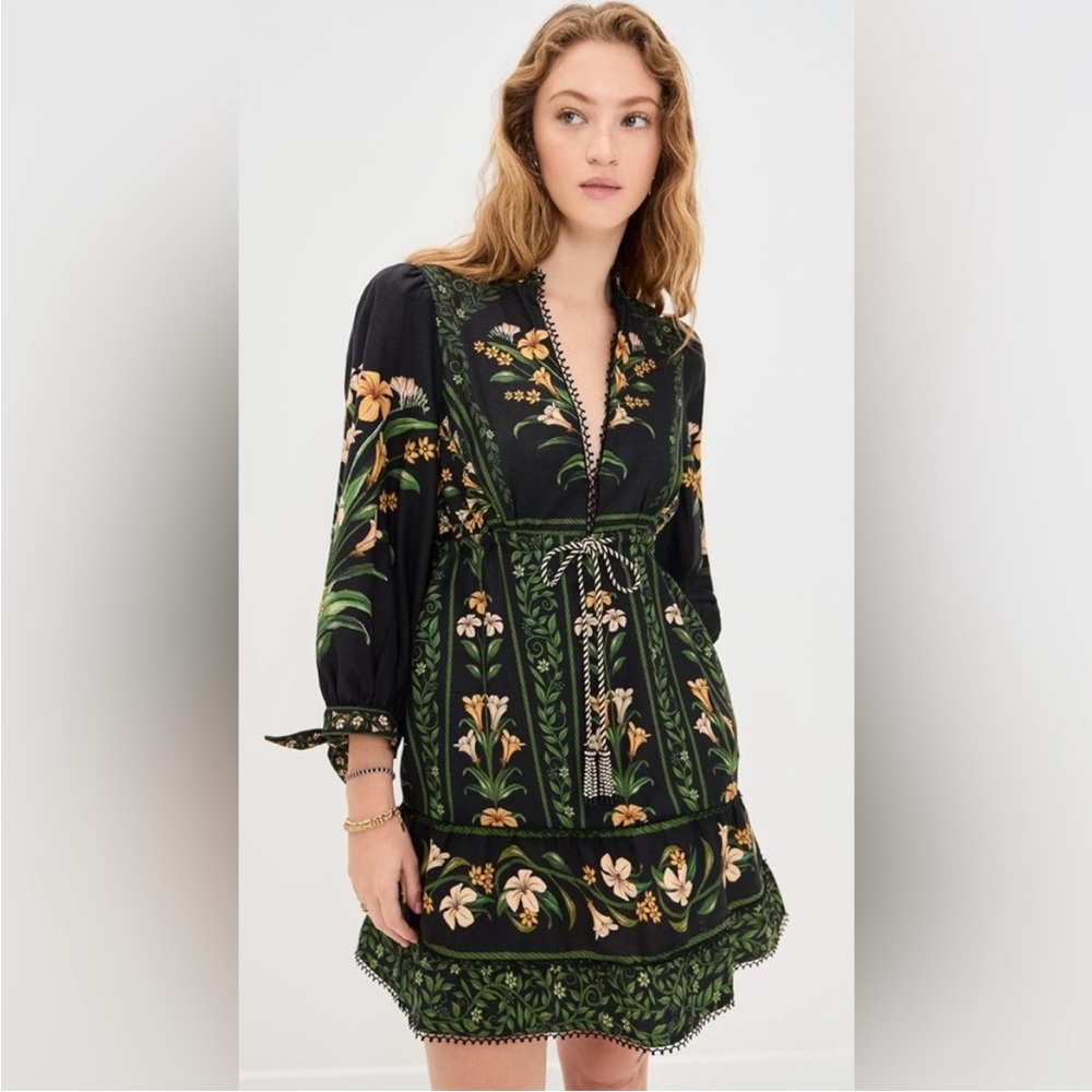FARM Rio Black Flowers Arch Lenzing Ecovero Euroflax Mini Dress - Picture 5 of 11